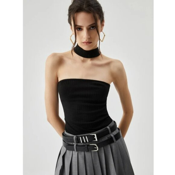 Commense Tops - #217 Slinky Solid Halter Top